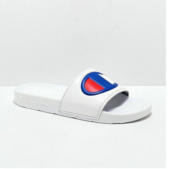 champion ipo black & white slide sandals